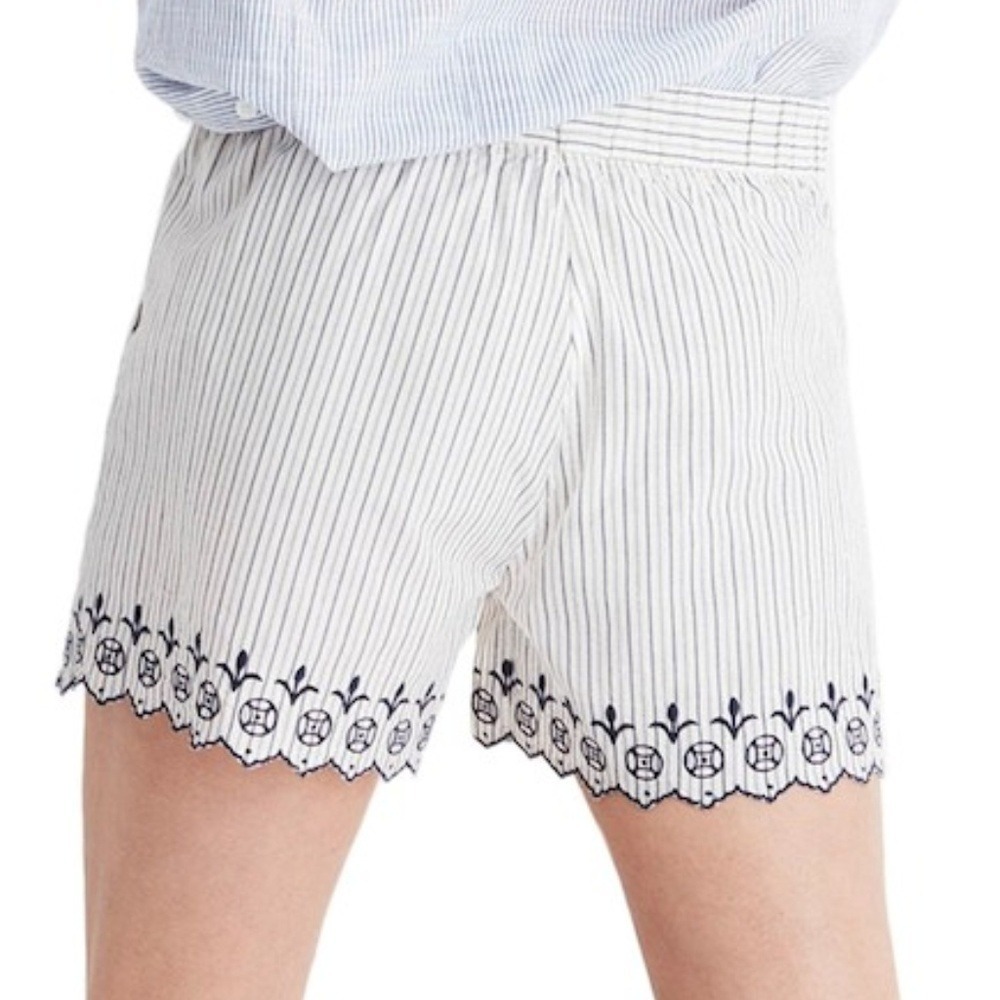 Madewell women XS embroidered Jardin shorts scalloped hem Vacation resort beach - Picture 2 of 5